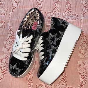 Betsey Johnson platform star glitter sneakers